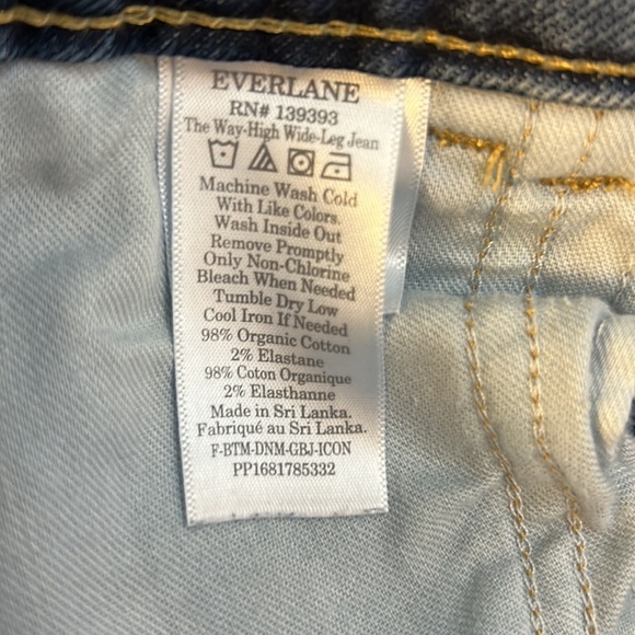 Everlane Woman’s 27 The Way High Wide Leg Jean Medium-Dark Wash Organic Cotton - Picture 5 of 6